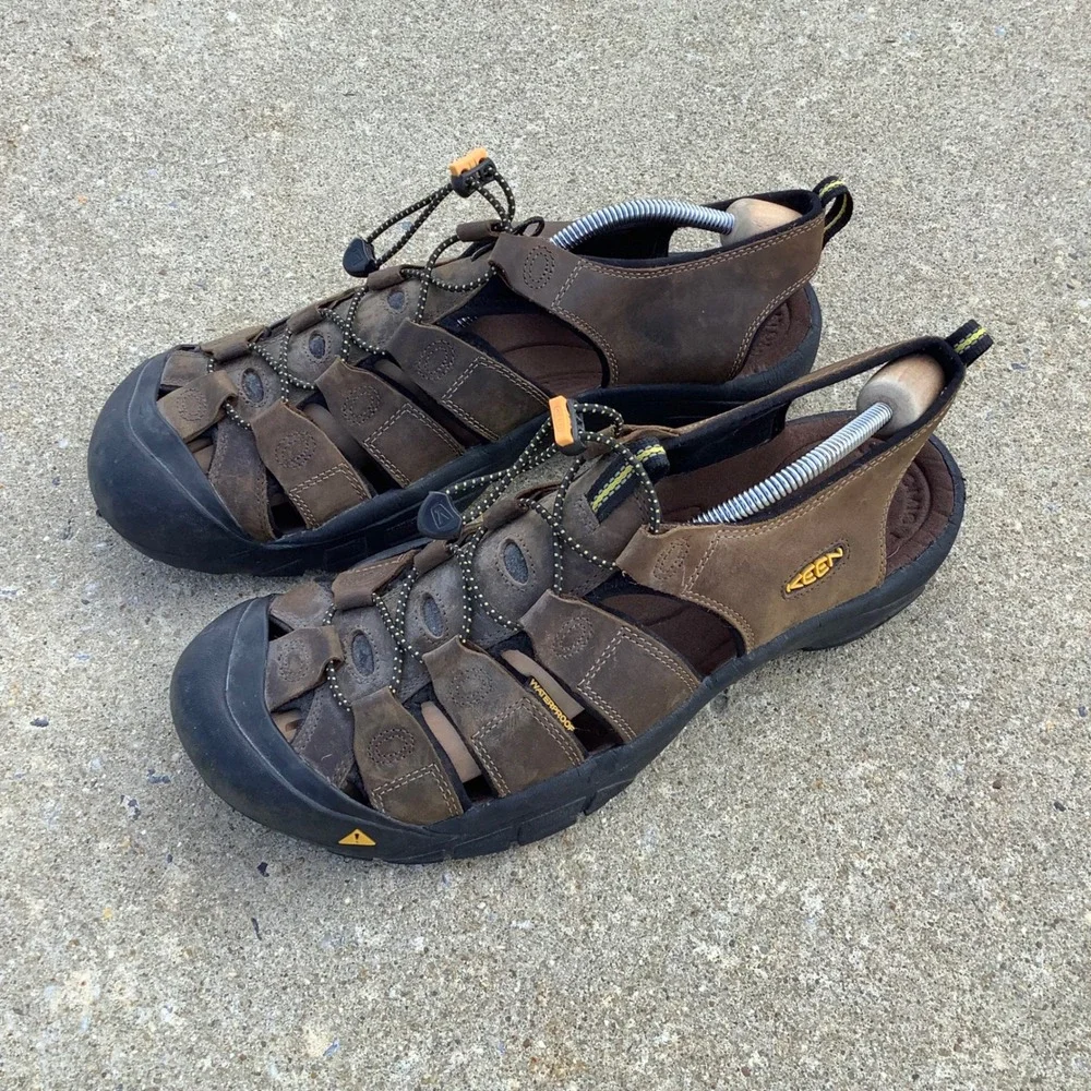 Keen Newport Premium Mens 14 Brown Leather Waterproof Hiking Sandals 1001870